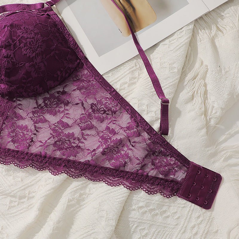 The Regal Bloom | Plus Size Lace Purple Gather Bra (FD) - Image 14