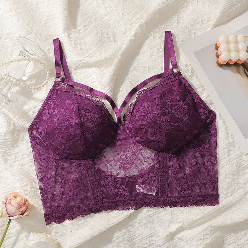 The Regal Bloom | Plus Size Lace Purple Gather Bra (FD) - Image 3