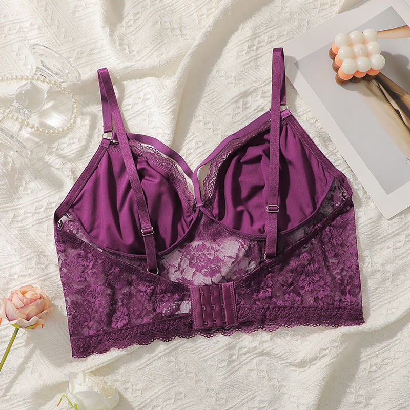 The Regal Bloom | Plus Size Lace Purple Gather Bra (FD) - Image 4