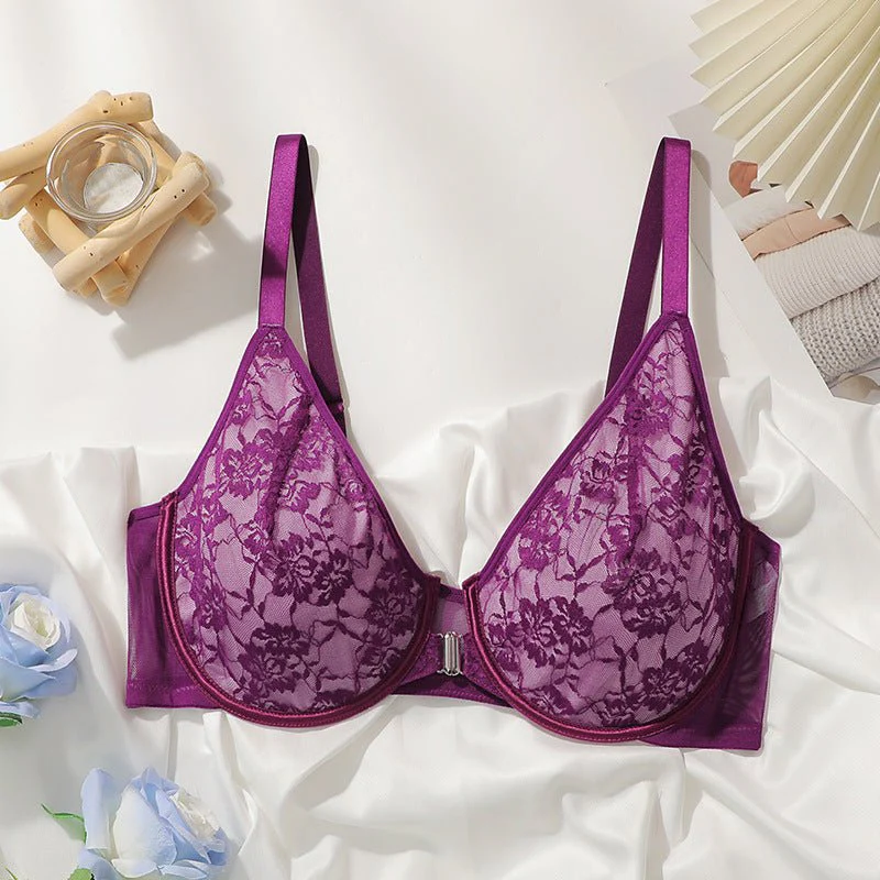 The Regal Comfort | Plus Size Front-Closure Lace Gather Bra - Image 3