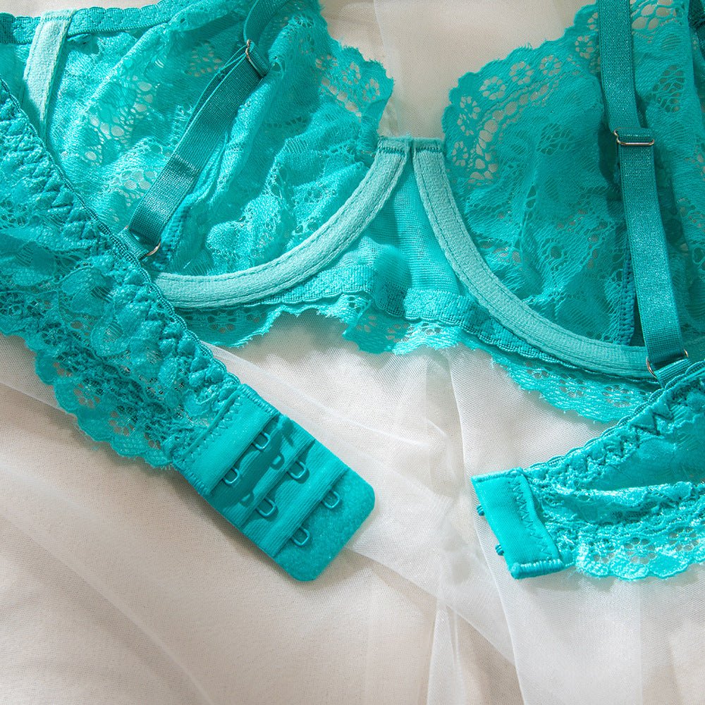 The Romantic Whisper | Lace Hollow Breathable Steel Ring Lingerie Set - Image 28