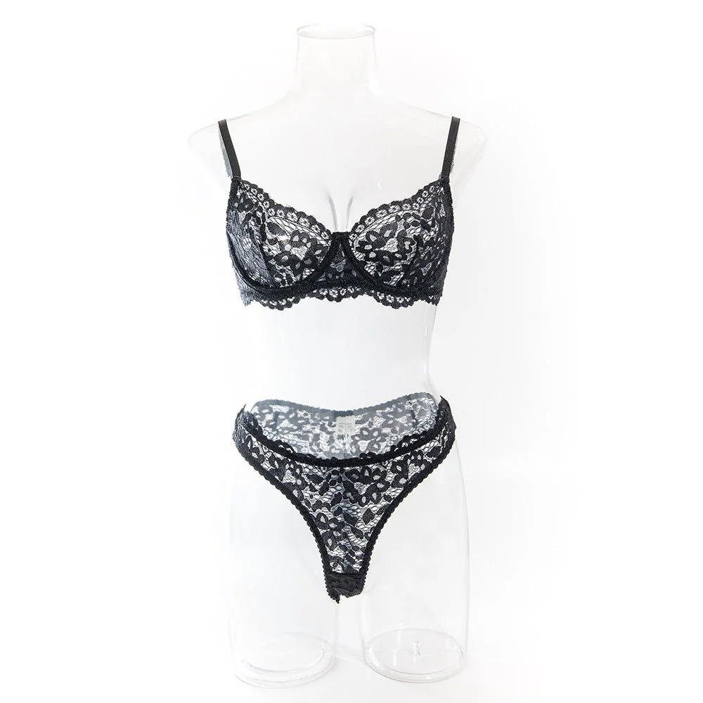 The Romantic Whisper | Lace Hollow Breathable Steel Ring Lingerie Set - Image 35