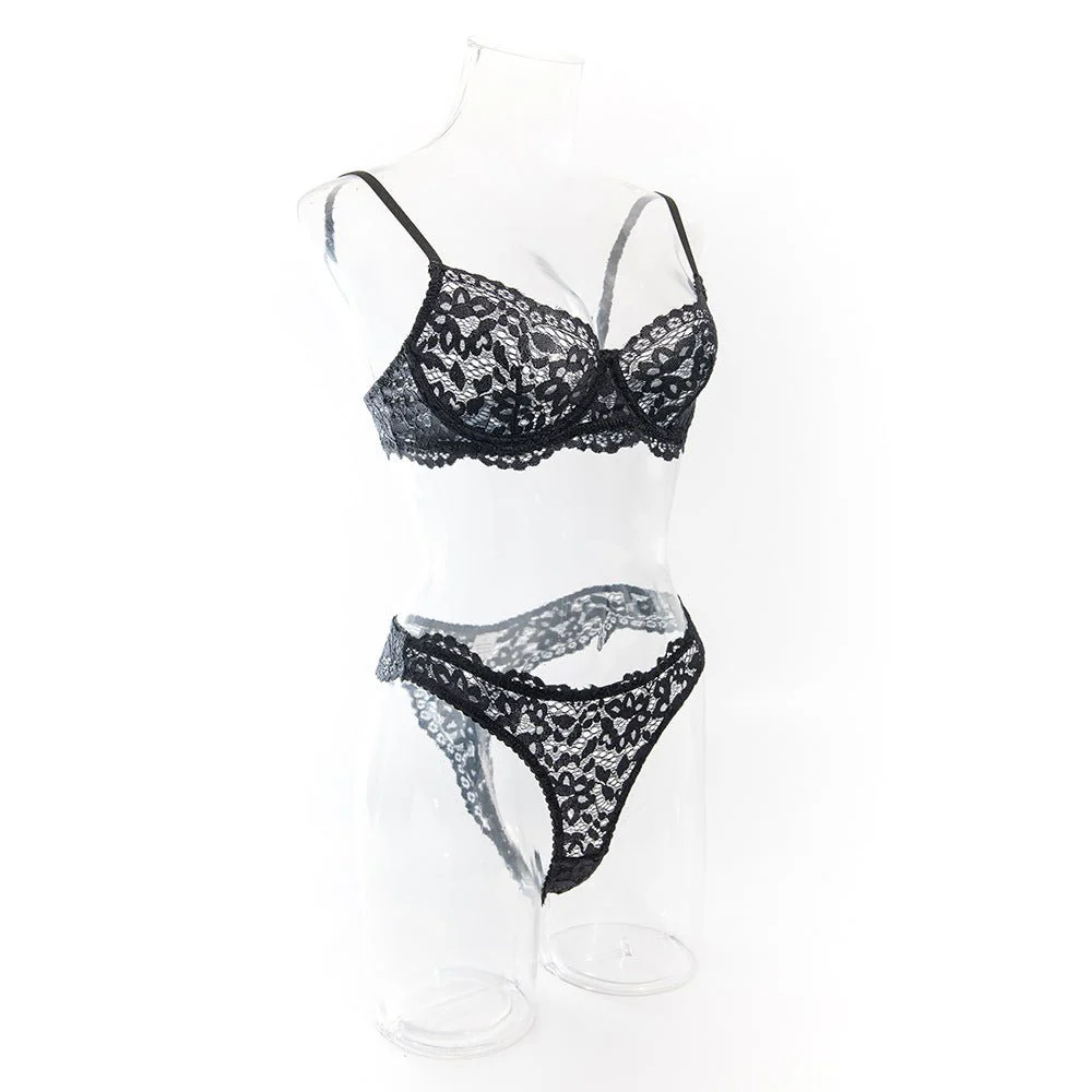 The Romantic Whisper | Lace Hollow Breathable Steel Ring Lingerie Set - Image 36