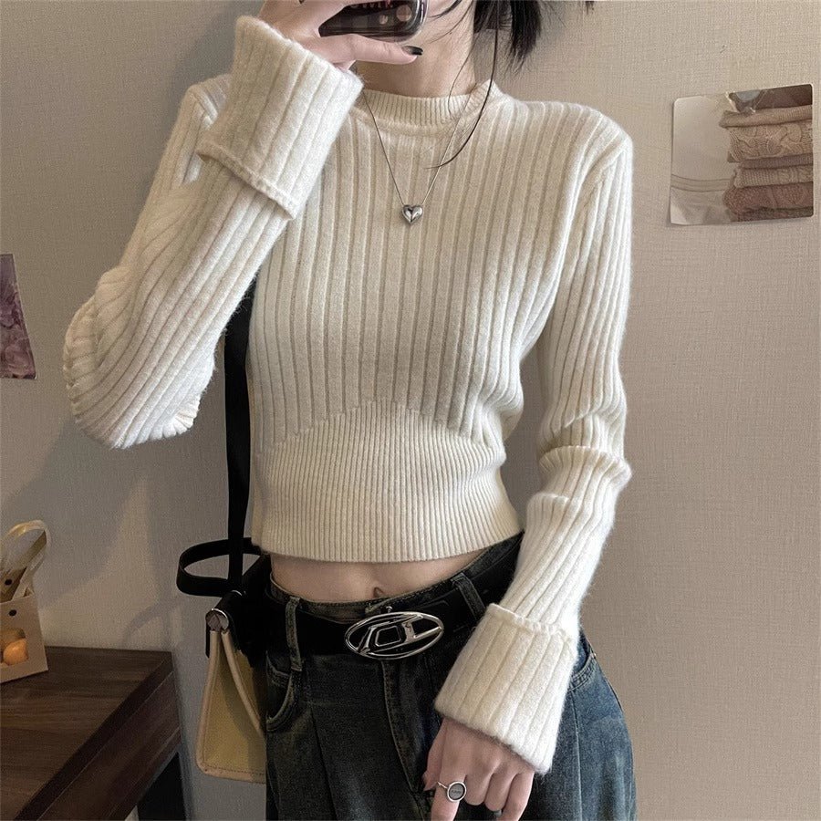 The Royal Sister Charm | Solid Color Slim-Fit Long-Sleeve Viscose Knit Sweater - Image 10