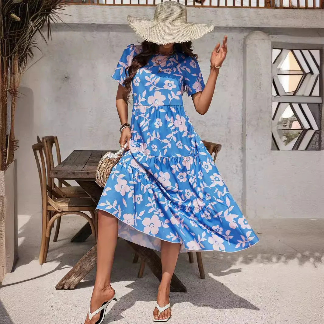 The Ruffle Bloom | Women's Floral Print Multi-Layer Ruffle Maxi Dress - Image 3