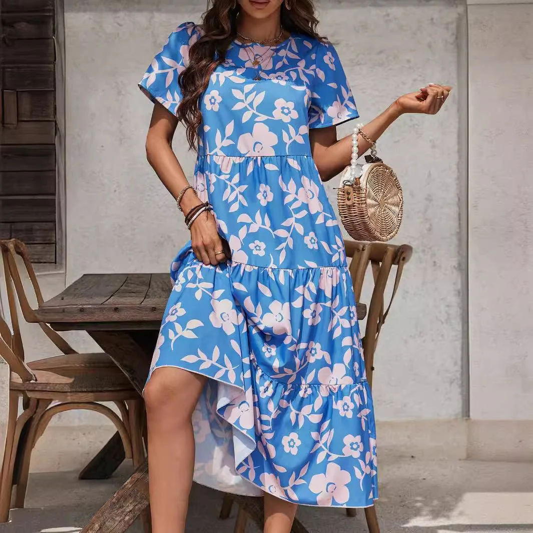 The Ruffle Bloom | Women's Floral Print Multi-Layer Ruffle Maxi Dress - Image 4