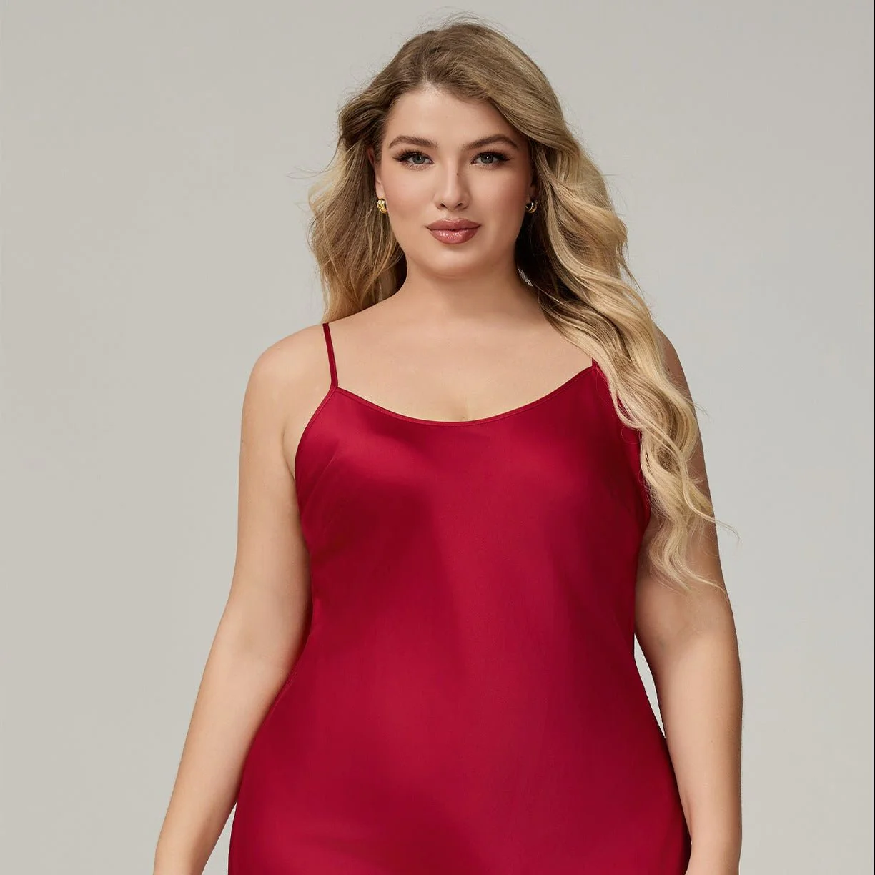 The Satin Charm | Solid Color Strap Mini Satin Sleep Dress - Image 2