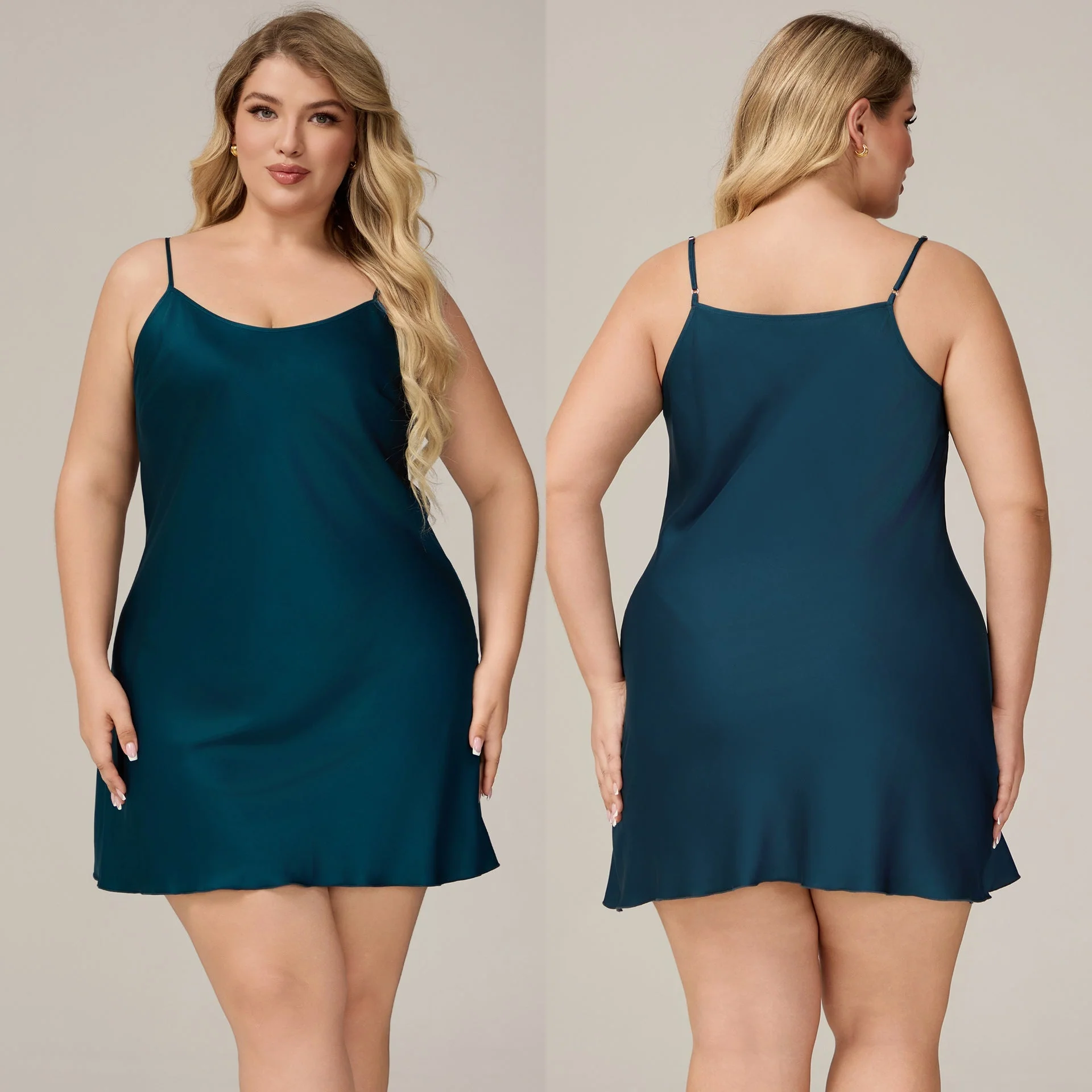 The Satin Desire | Women's Plus-Size Satin Suspender Chemise Nightdress - Image 12