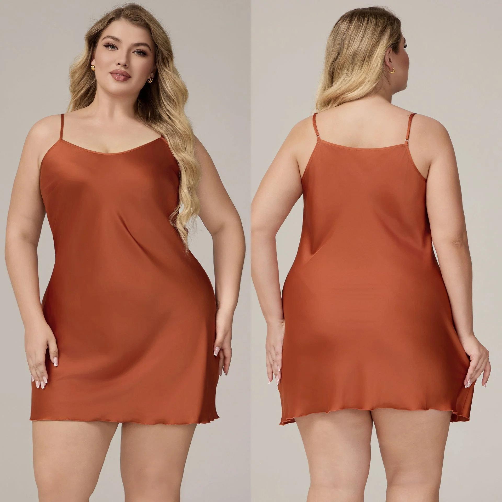 The Satin Desire | Women's Plus-Size Satin Suspender Chemise Nightdress - Image 9