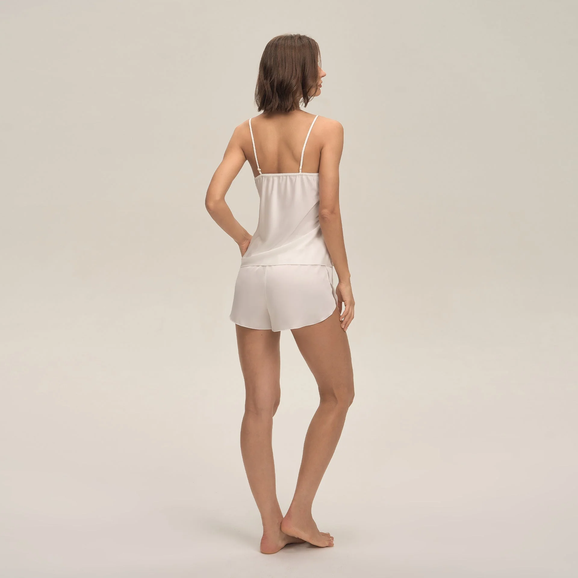 The Satin Glow | Solid Color Satin Cami & Shorts Sleep Set - Image 4