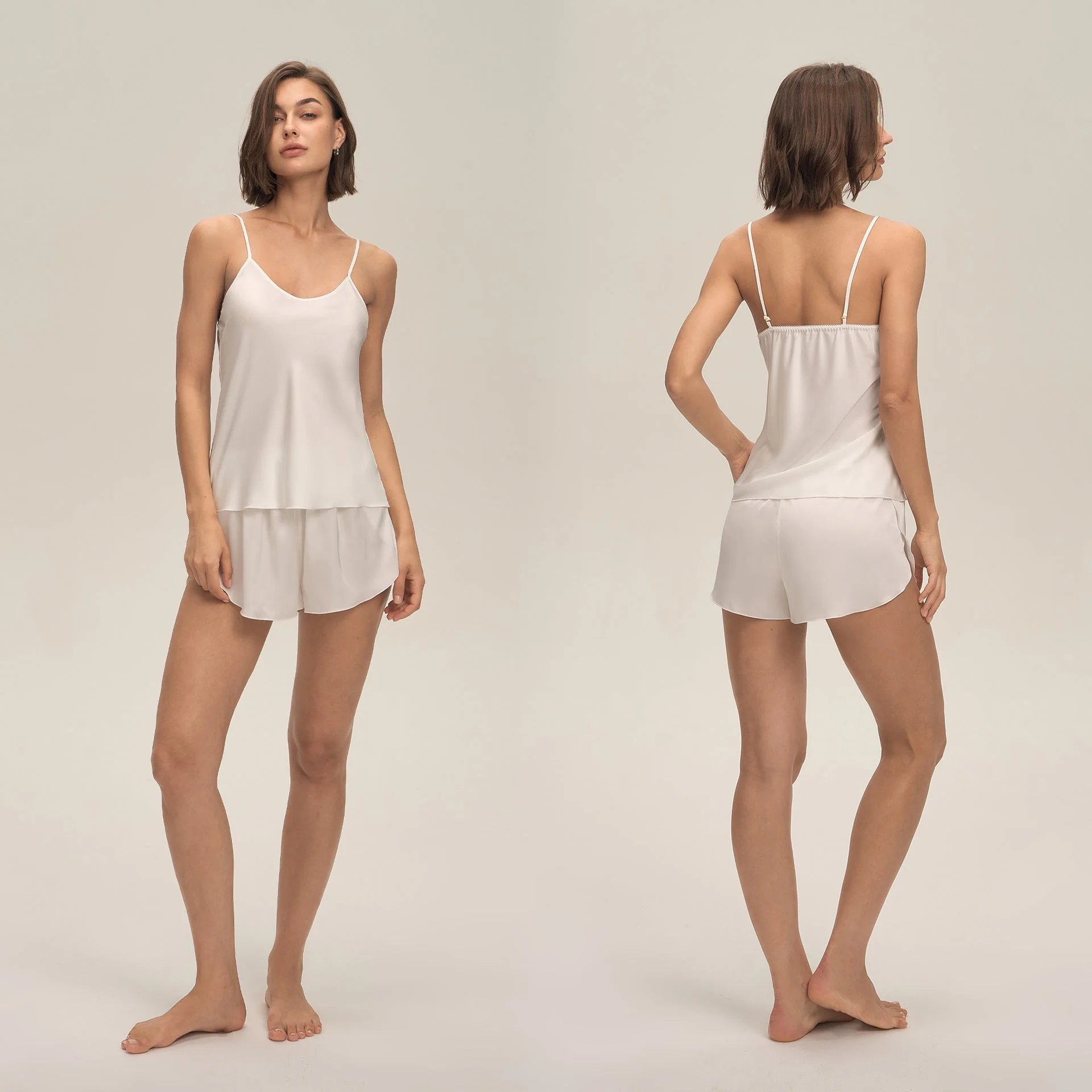 The Satin Glow | Solid Color Satin Cami & Shorts Sleep Set - Image 7