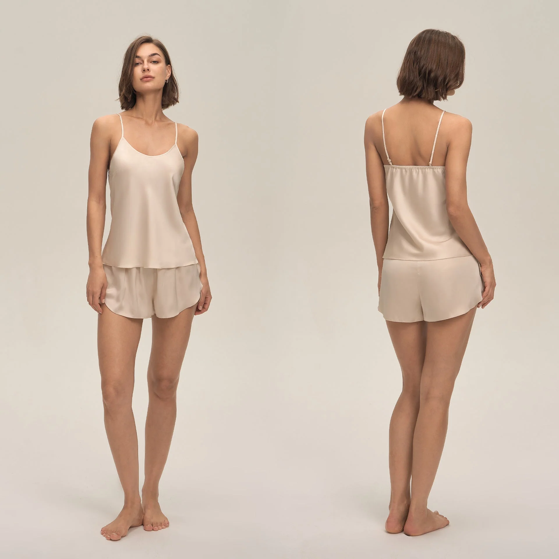The Satin Glow | Solid Color Satin Cami & Shorts Sleep Set - Image 8