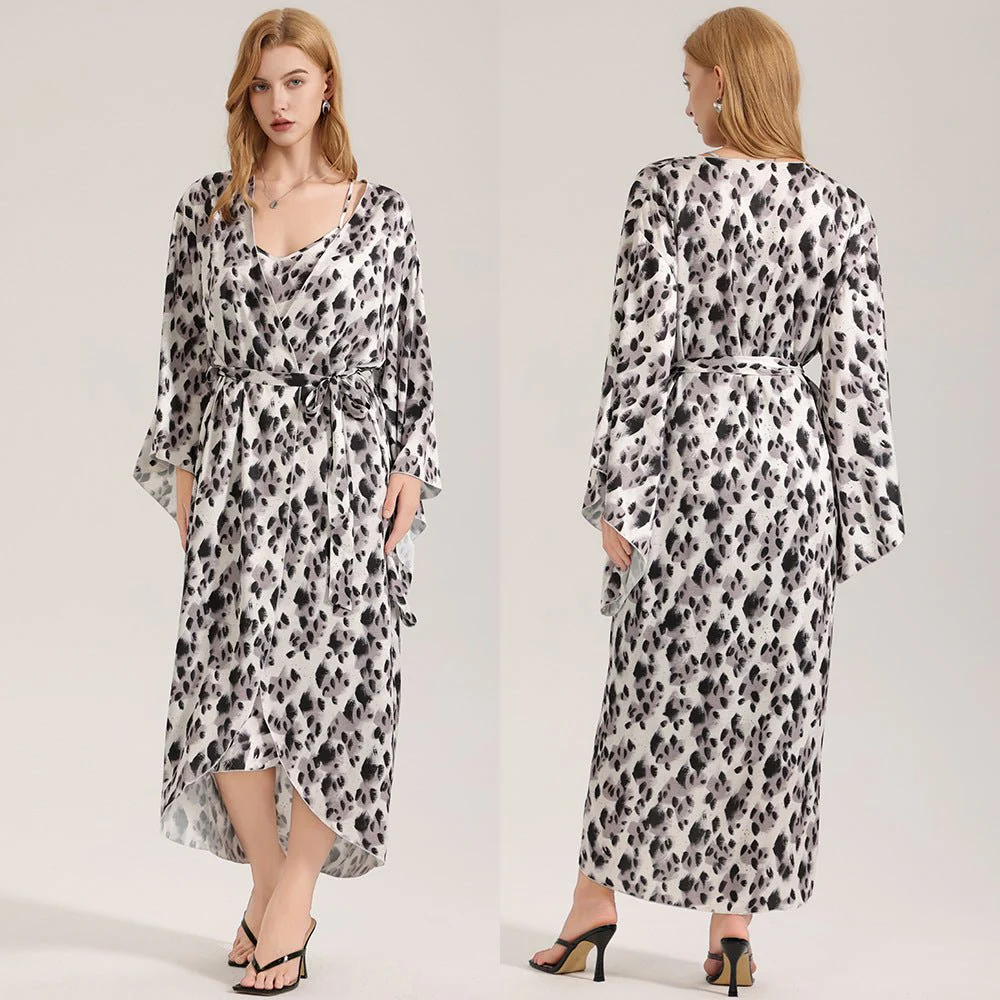 The Satin Grace | Solid Color Long-Sleeve Maxi Robe Sleepwear - Image 2