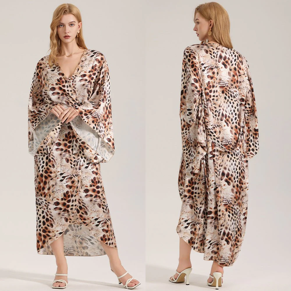 The Satin Grace | Solid Color Long-Sleeve Maxi Robe Sleepwear - Image 3