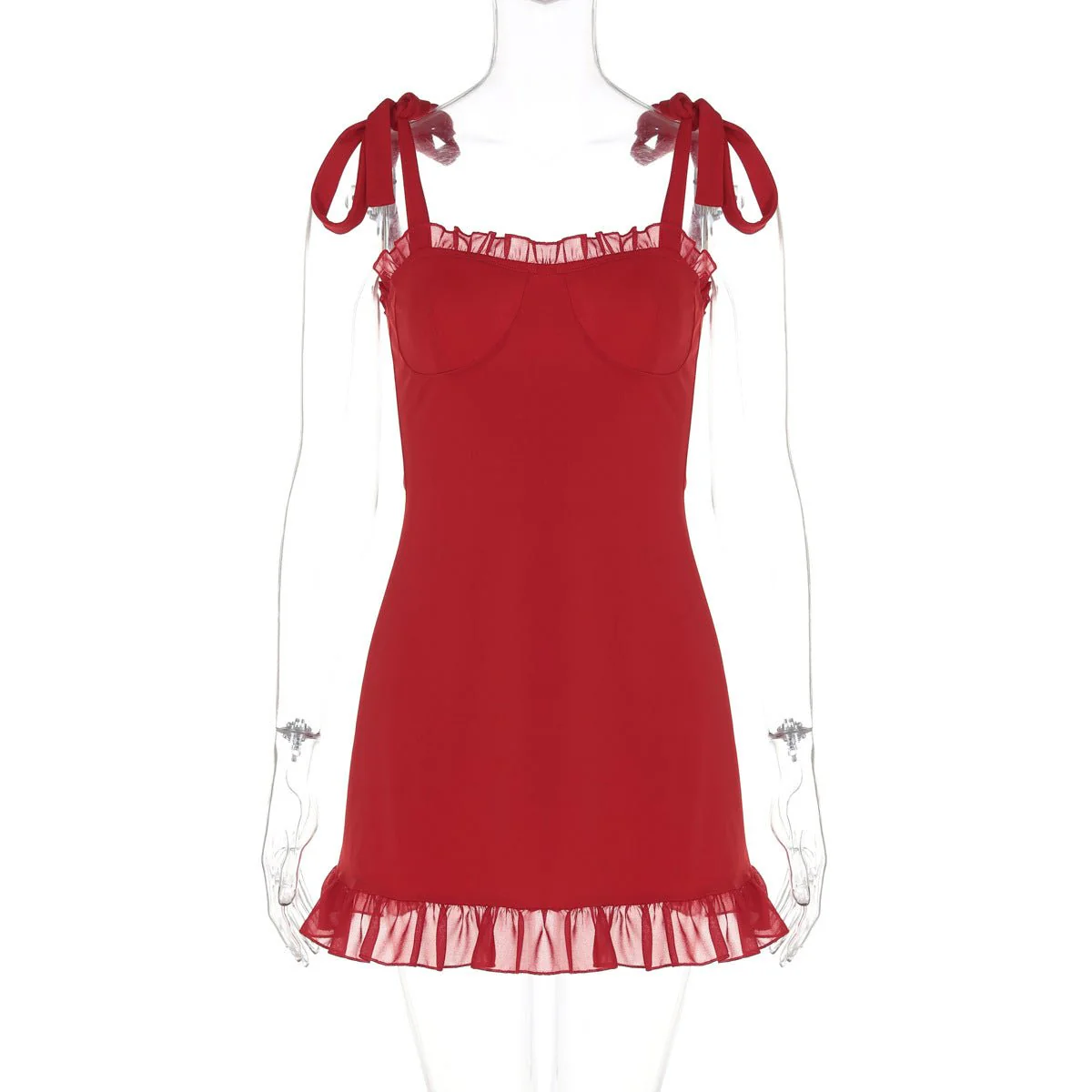 The Satin Siren | Solid Color One-Shoulder Strap Mini Dress - Image 6