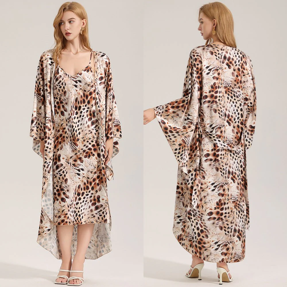 The Satin Whisper | Solid Color Satin Robe & Slip Dress Two-Piece Set - Image 7