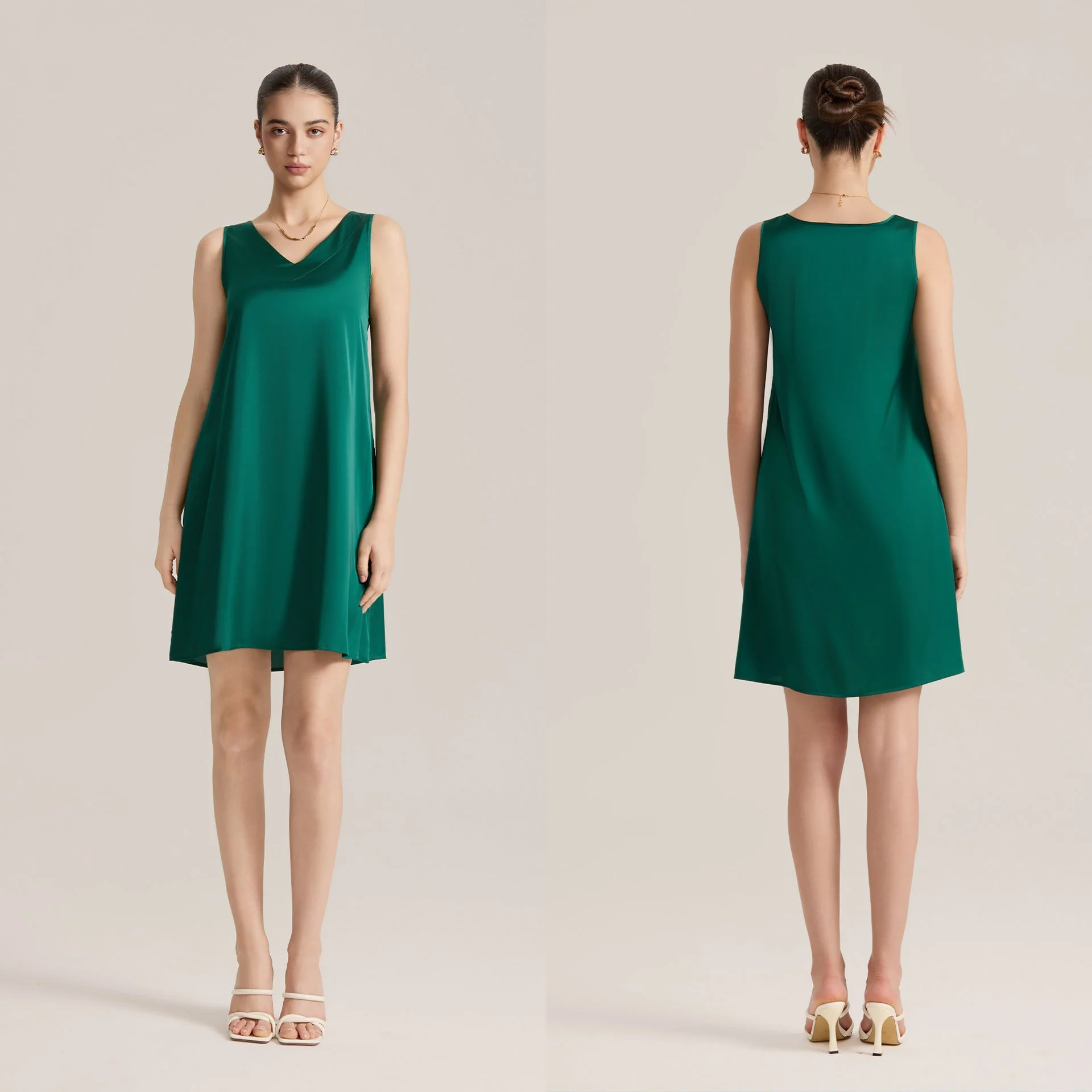 The Satin Whisper | Women's V-Neck Satin Suspender Midi Nightdress - Image 7