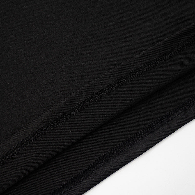 The Sheer Edge | Solid Black Mesh Splicing High-Collar Bodycon Maxi Dress - Image 26