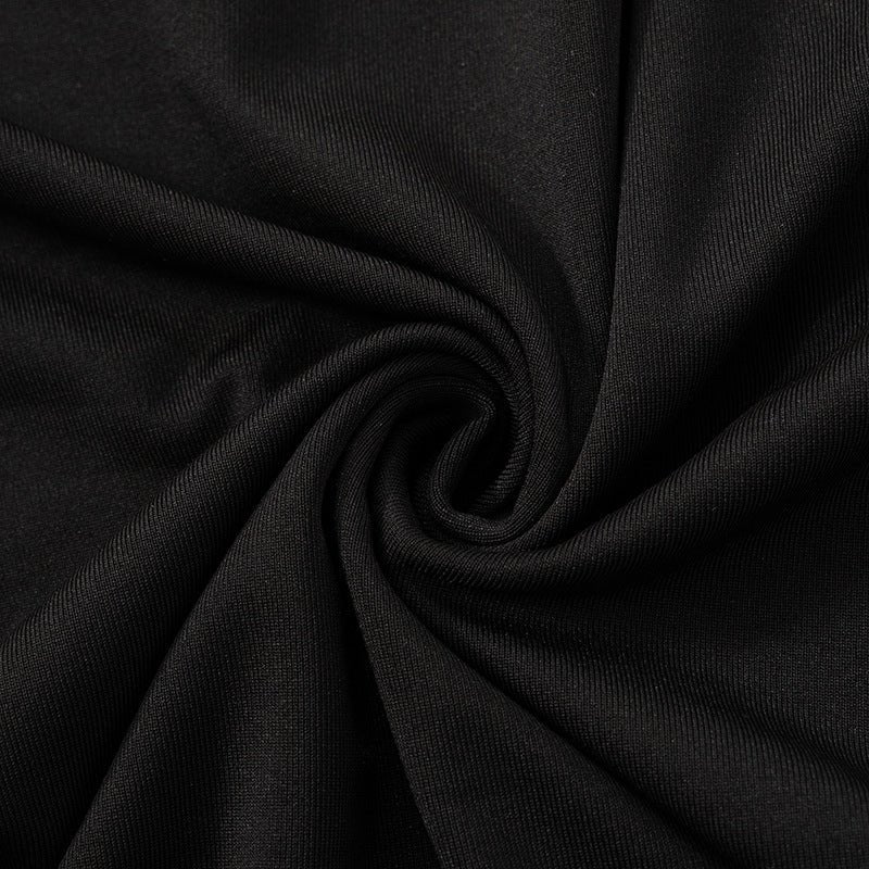 The Sheer Edge | Solid Black Mesh Splicing High-Collar Bodycon Maxi Dress - Image 28