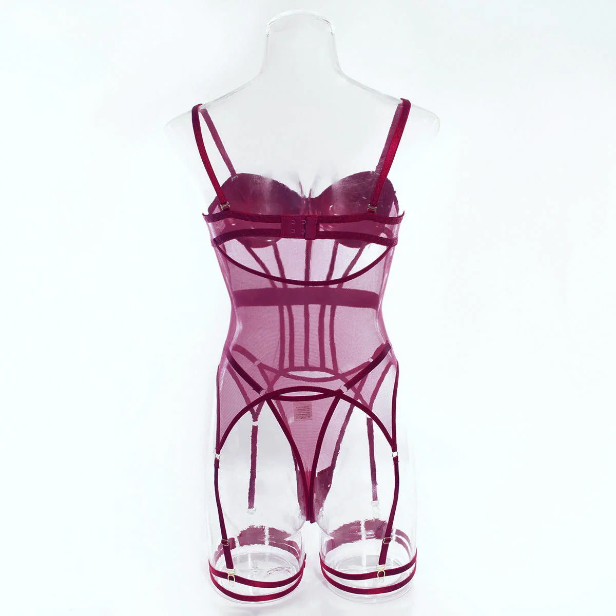 The Silken Embrace | Transparent Mesh Splicing Gathered Jumpsuit Lingerie Set - Image 31