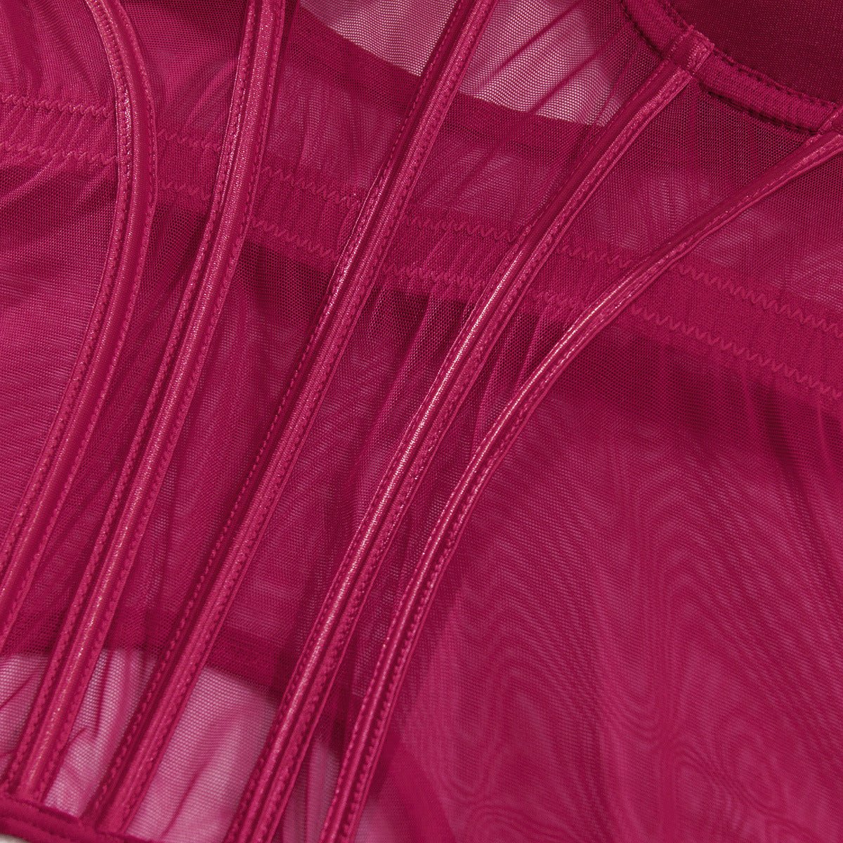 The Silken Embrace | Transparent Mesh Splicing Gathered Jumpsuit Lingerie Set - Image 33