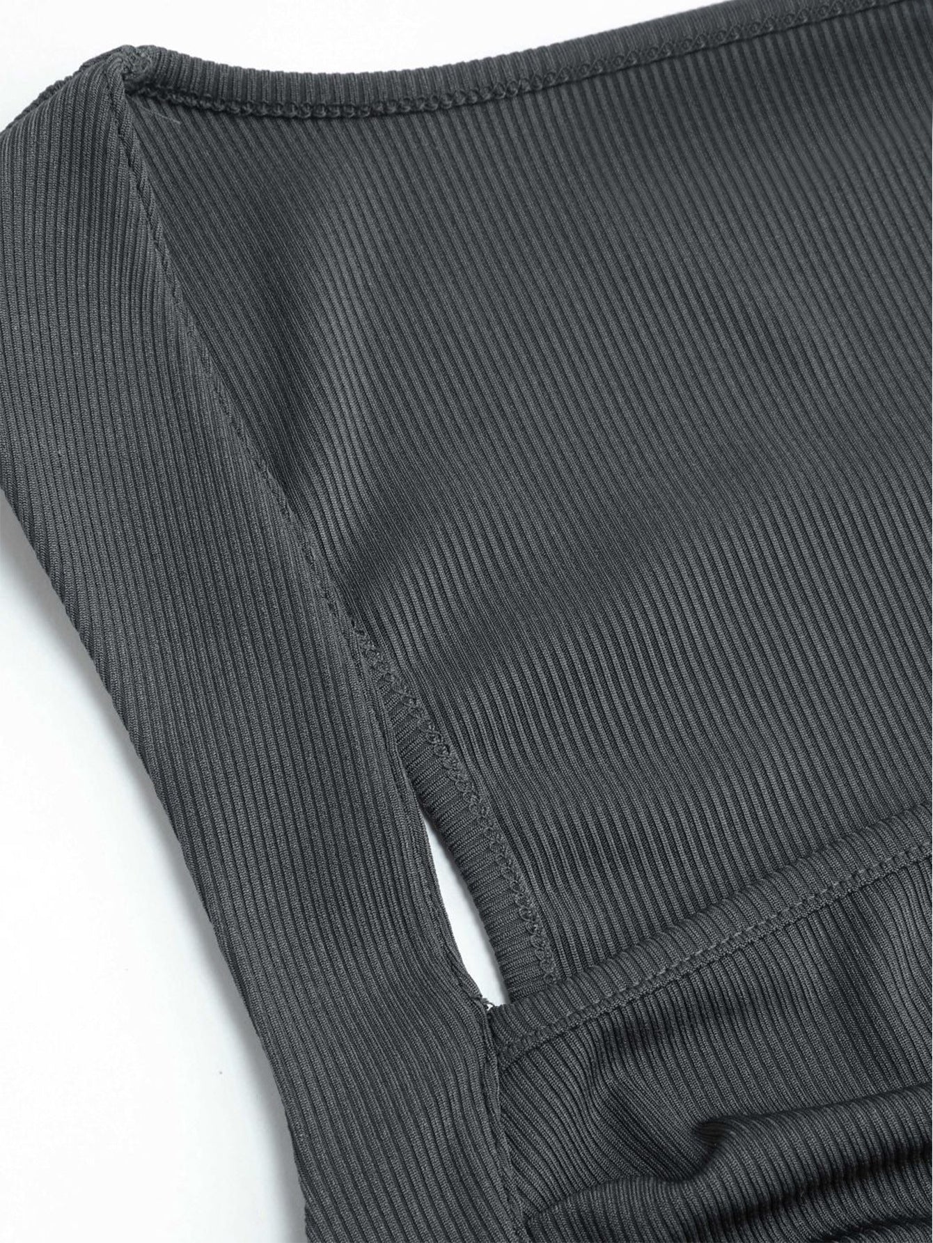 The Sleek Curve | Solid Color Knitted Small Pit Pleated Bodycon Maxi Dress - Image 12