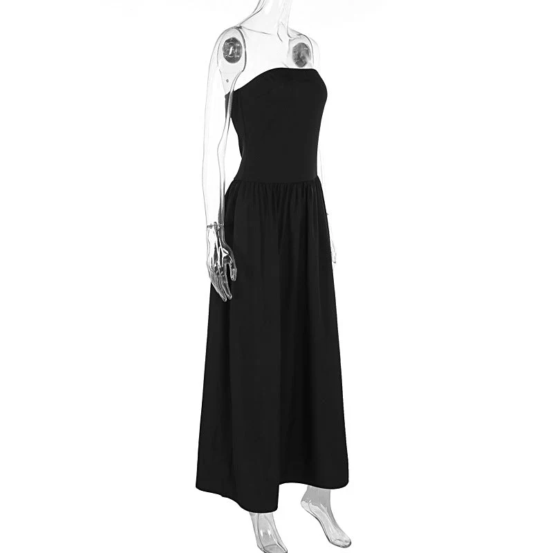 The Sleek Grace | Solid Color Wrapped Chest Pleated A-Line Maxi Dress - Image 18
