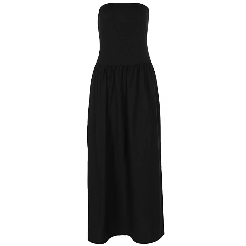The Sleek Grace | Solid Color Wrapped Chest Pleated A-Line Maxi Dress - Image 8