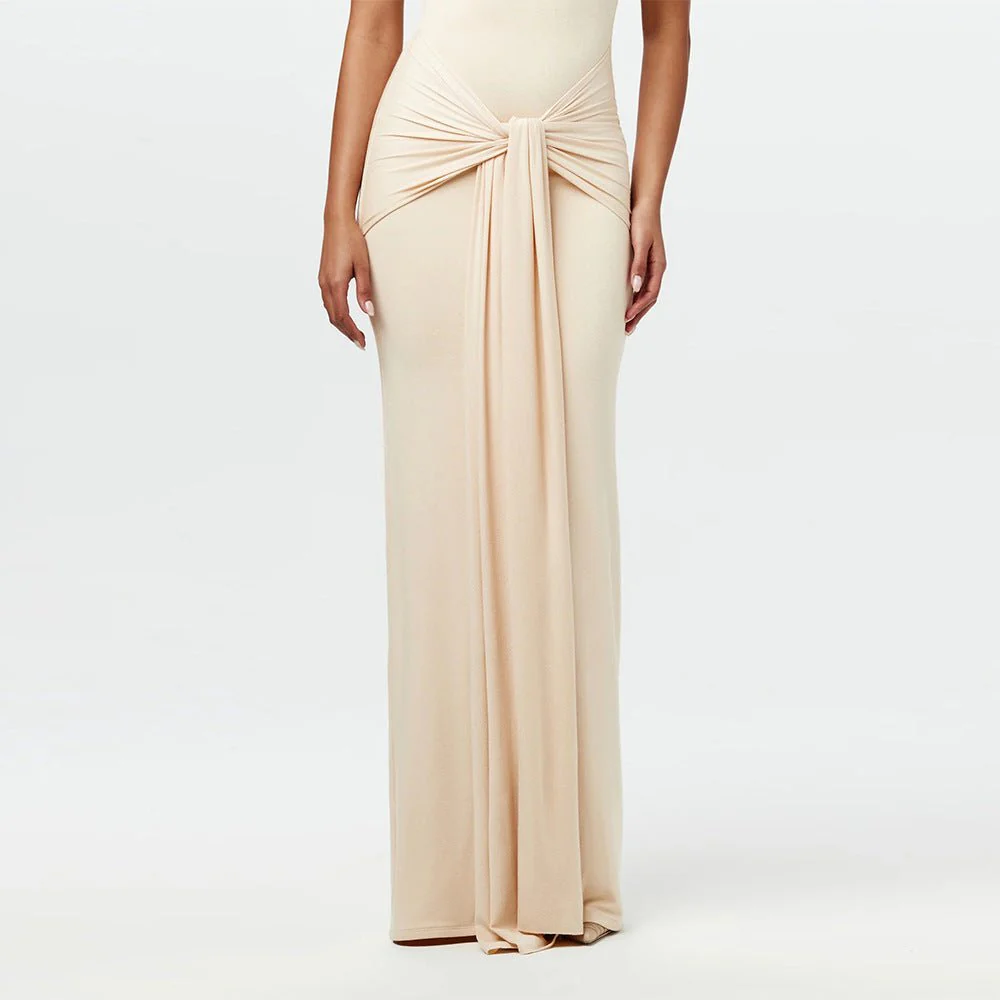 The Sleek Strap | Solid Color Crew Neck Suspender Maxi Dress - Image 18
