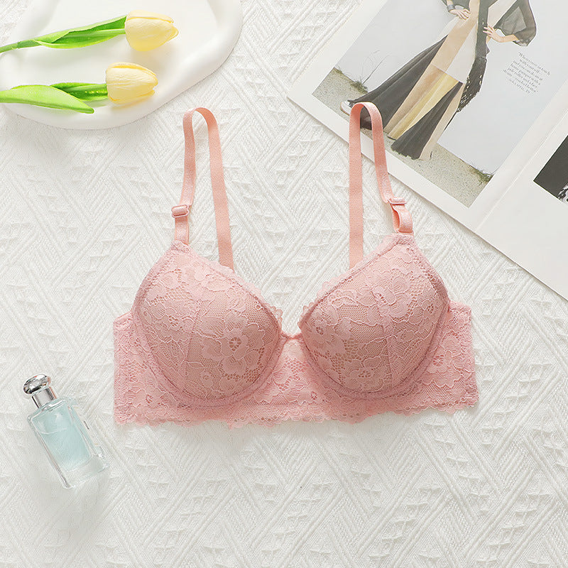 The Smooth Minimizer | Pink Lace Wireless Push-Up Bra - Image 4