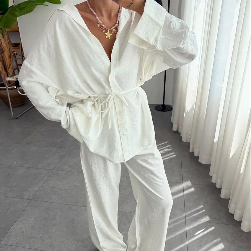 The Soft Whisper Set | Women's Long-Sleeve Button-Down Pajama Set - Image 2