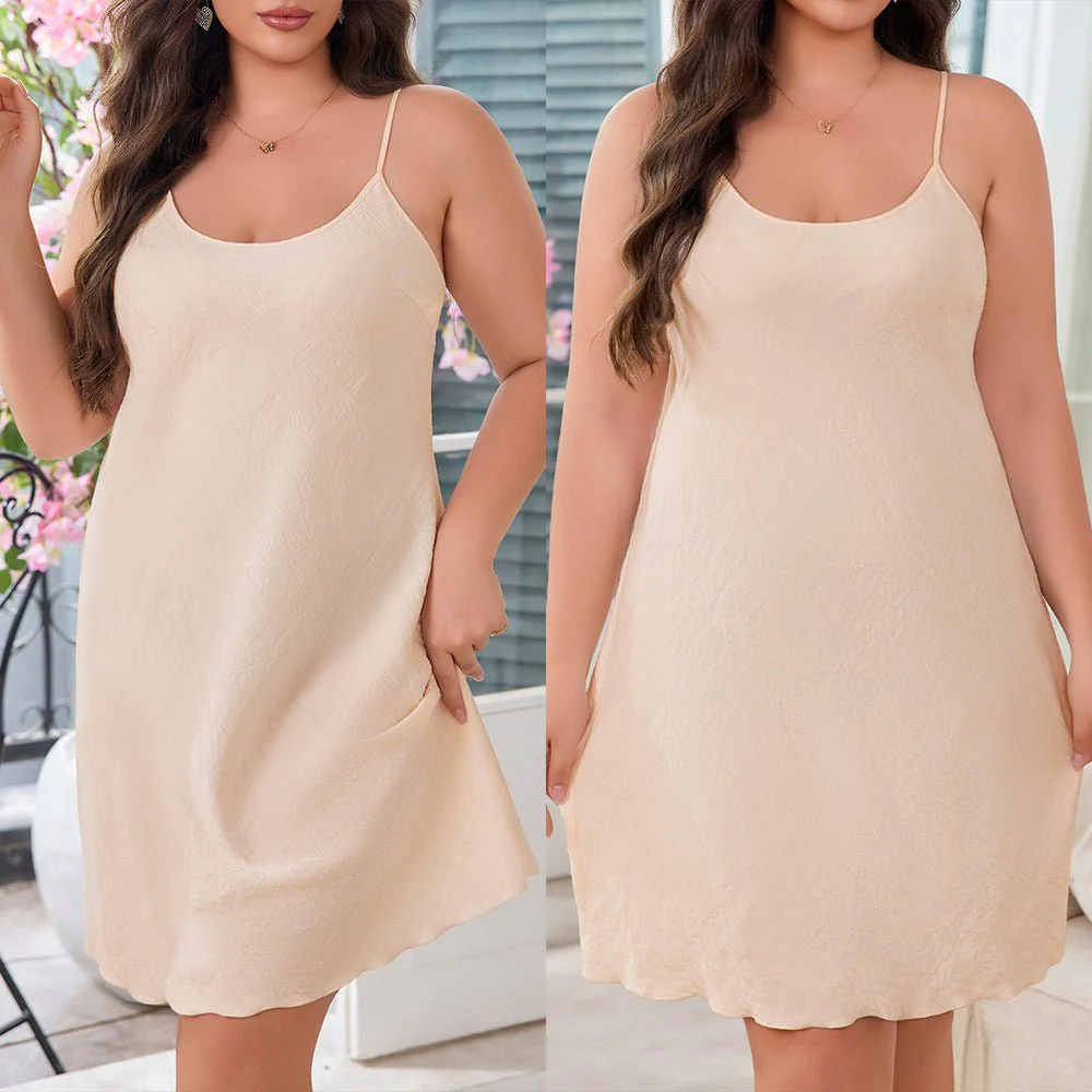 The Soft Whisper | Solid Color Cloud Cotton Suspender Midi Pajama Dress - Image 6
