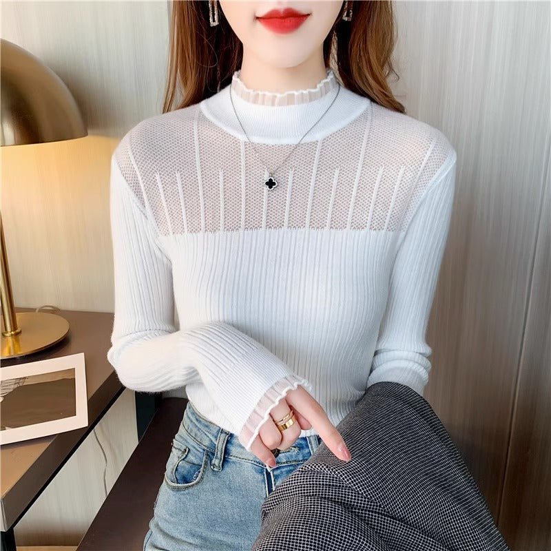 The Sophisticated Silhouette | Women's Slim-Fit Semi-Turtleneck Pullover Sweater (FD) - Image 6