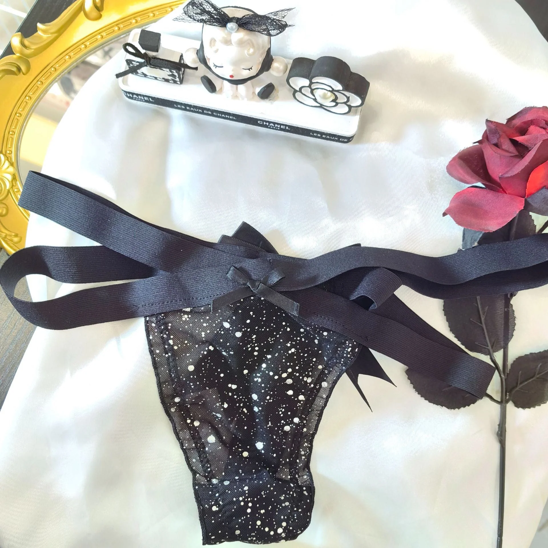 The Starry Muse | Fun Cross Hollow Mesh Thong Panties - Image 14
