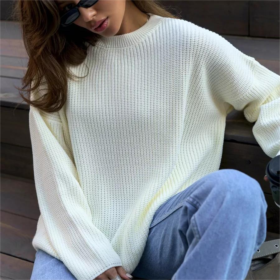 The Street Glow | Solid Color Hooded Lantern Sleeve Knit Sweater - Image 13