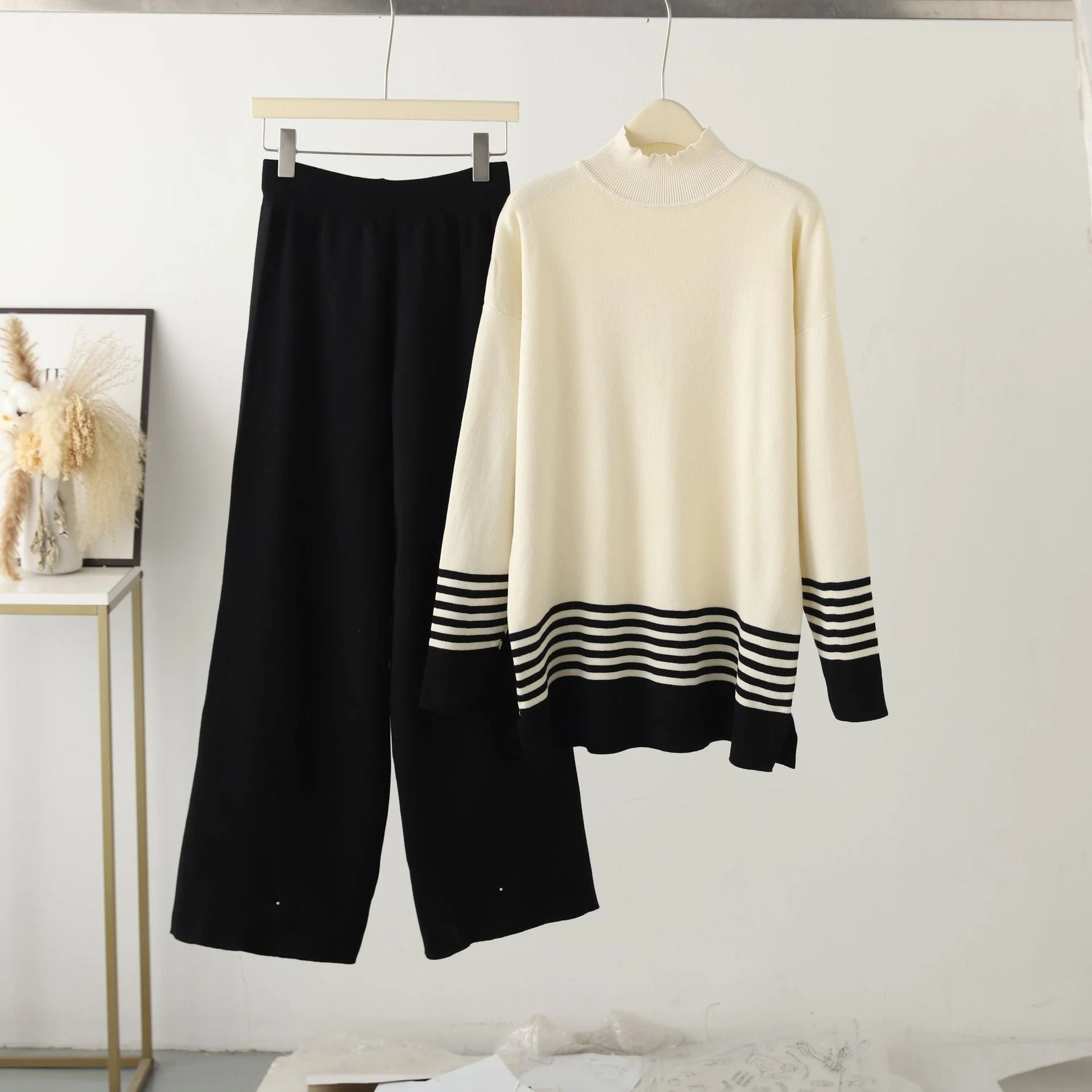 The Street Harmony | Women's Jacquard Knitted Long-Sleeve Top & Wide-Leg Pants Set - Image 5