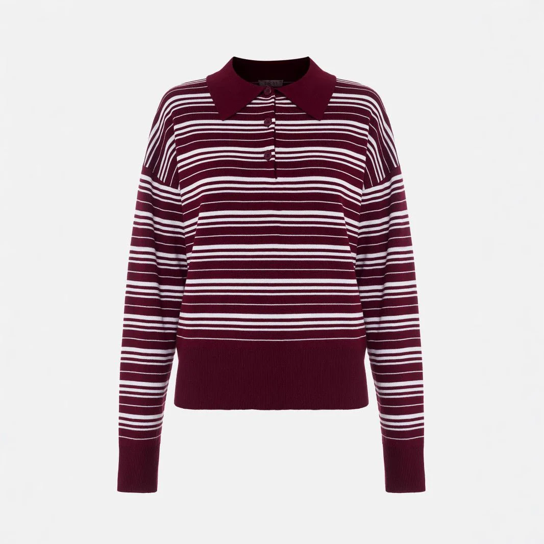 The Striped Lapel | Solid Striped Long-Sleeve Pullover Sweater - Image 5
