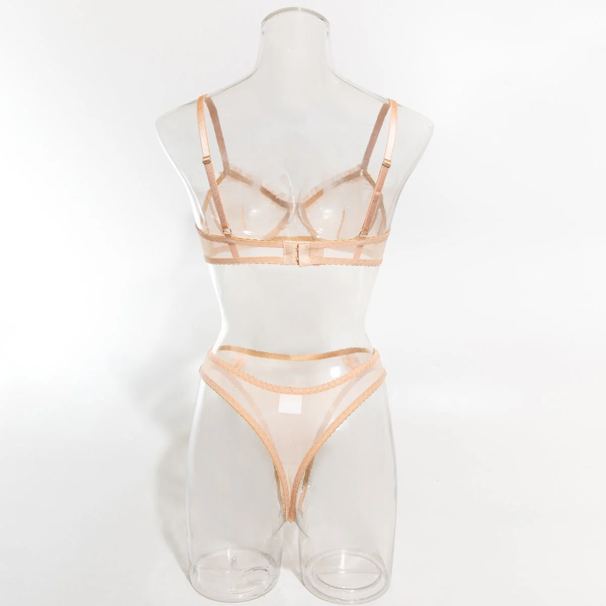 The Subtle Allure | Mesh Pleated Lace Steel Ring Gathered Bra Set FD - Image 26