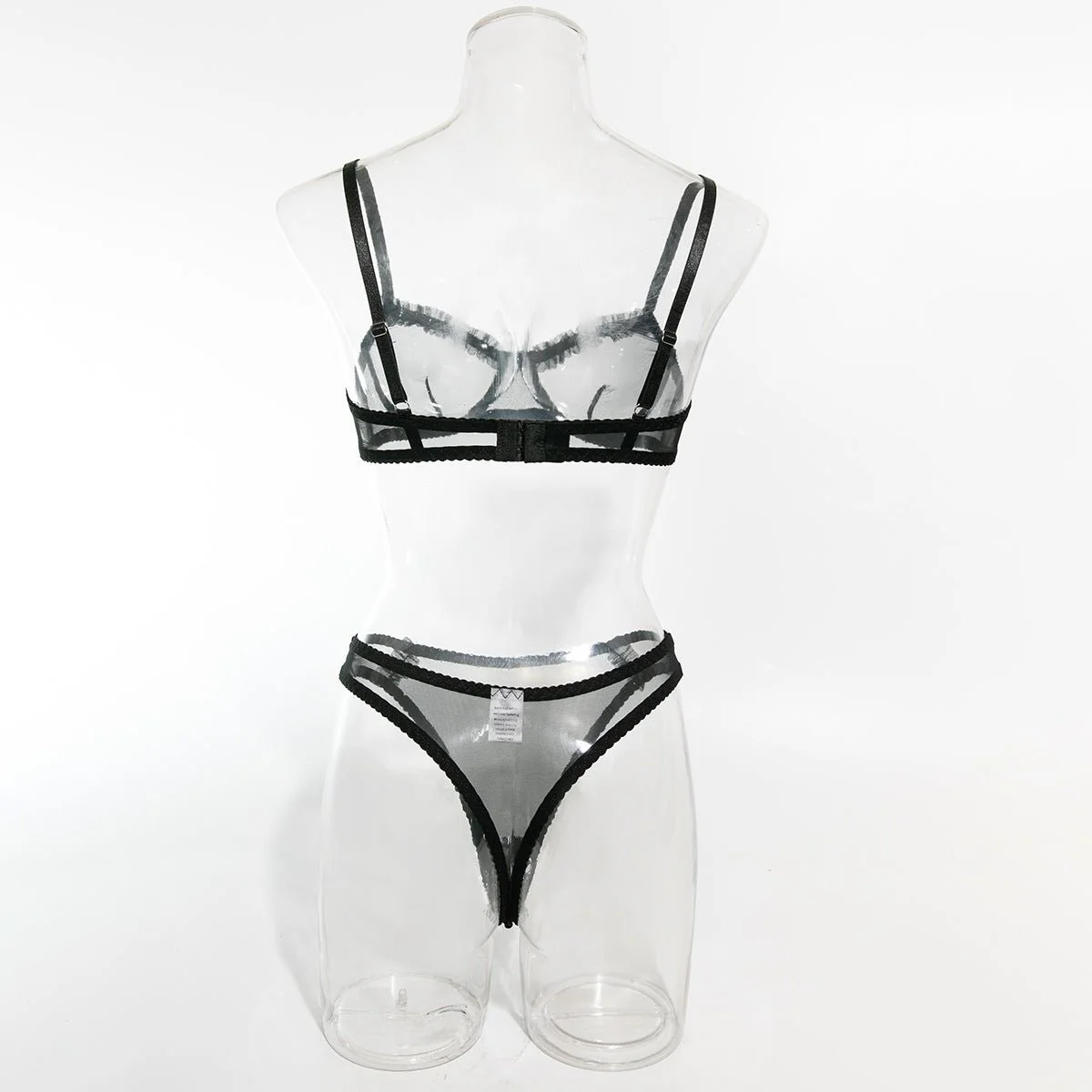 The Subtle Allure | Mesh Pleated Lace Steel Ring Gathered Bra Set FD - Image 36
