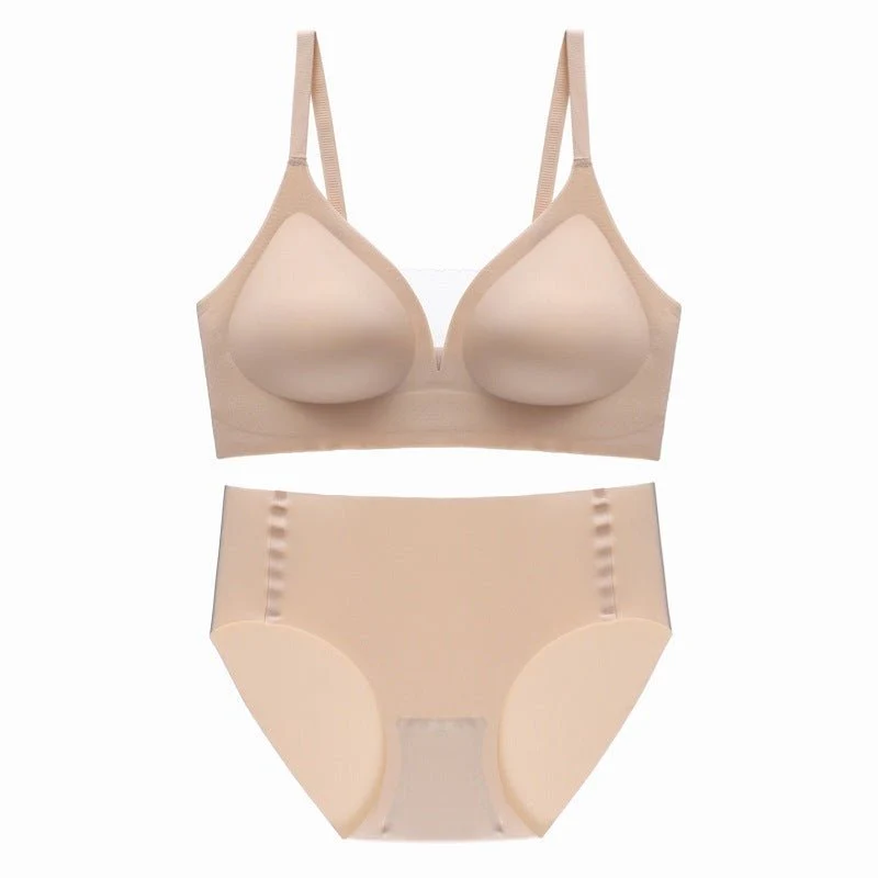 The Subtle Harmony | Seamless Mesh V-Neck Bra Set - Image 14