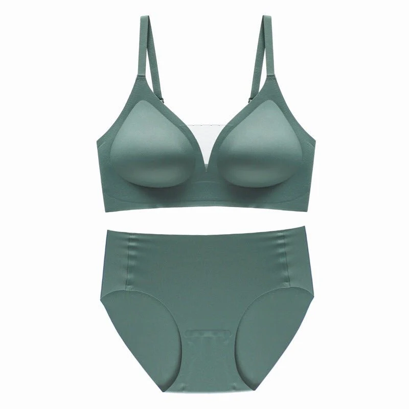 The Subtle Harmony | Seamless Mesh V-Neck Bra Set - Image 31