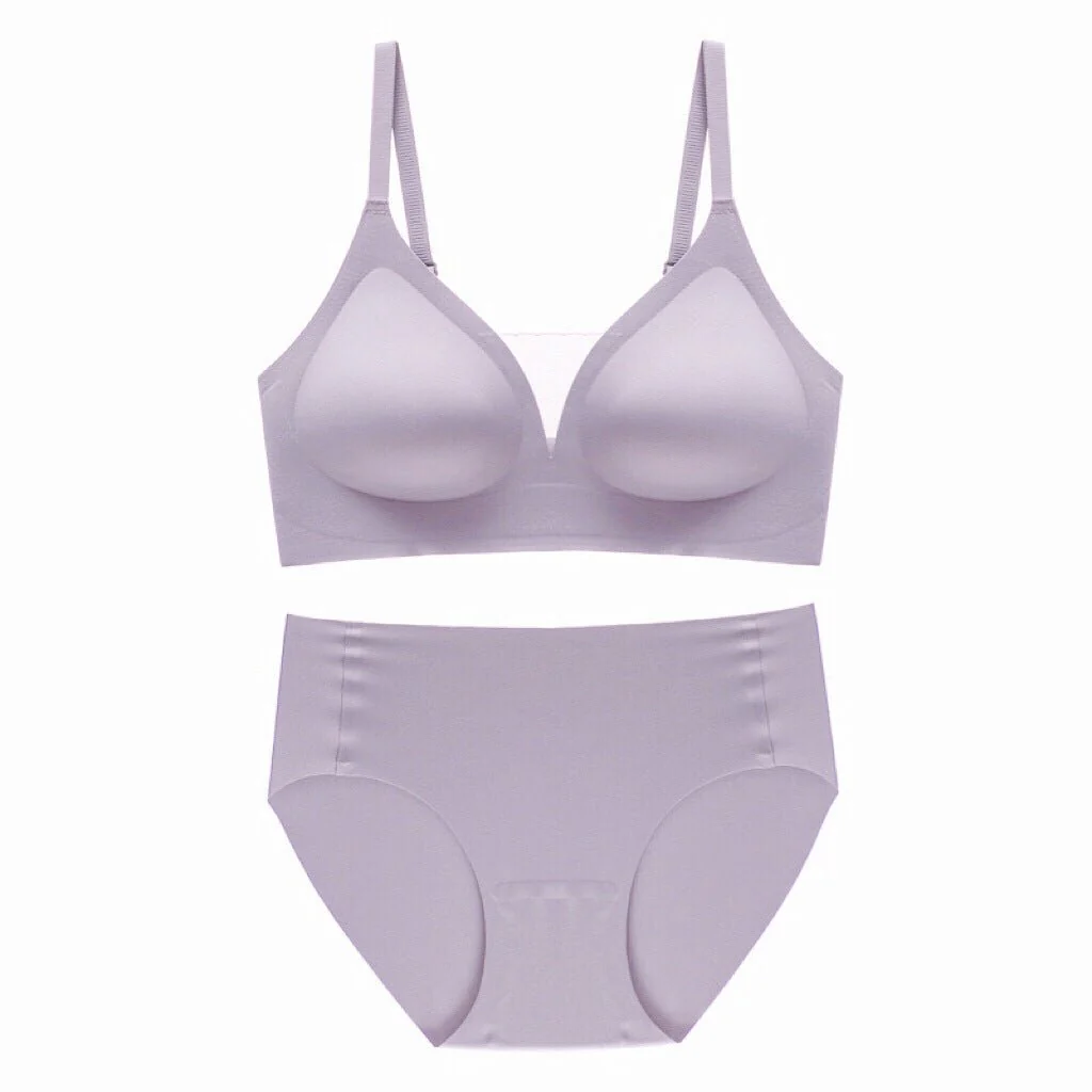 The Subtle Harmony | Seamless Mesh V-Neck Bra Set - Image 35