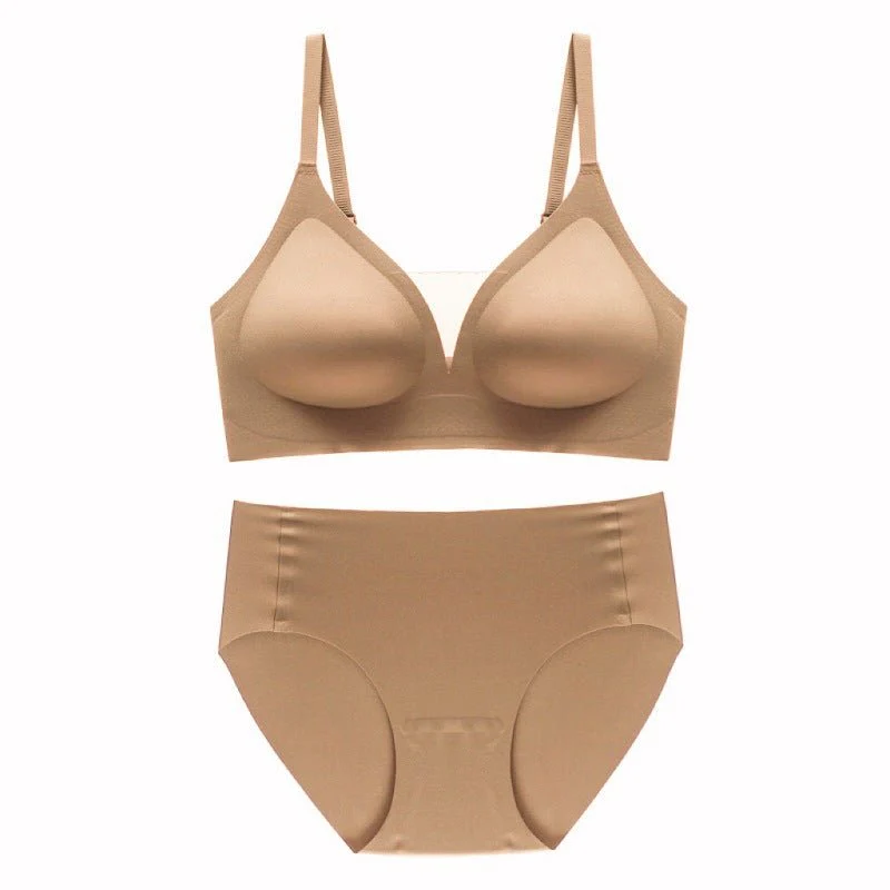 The Subtle Harmony | Seamless Mesh V-Neck Bra Set - Image 7