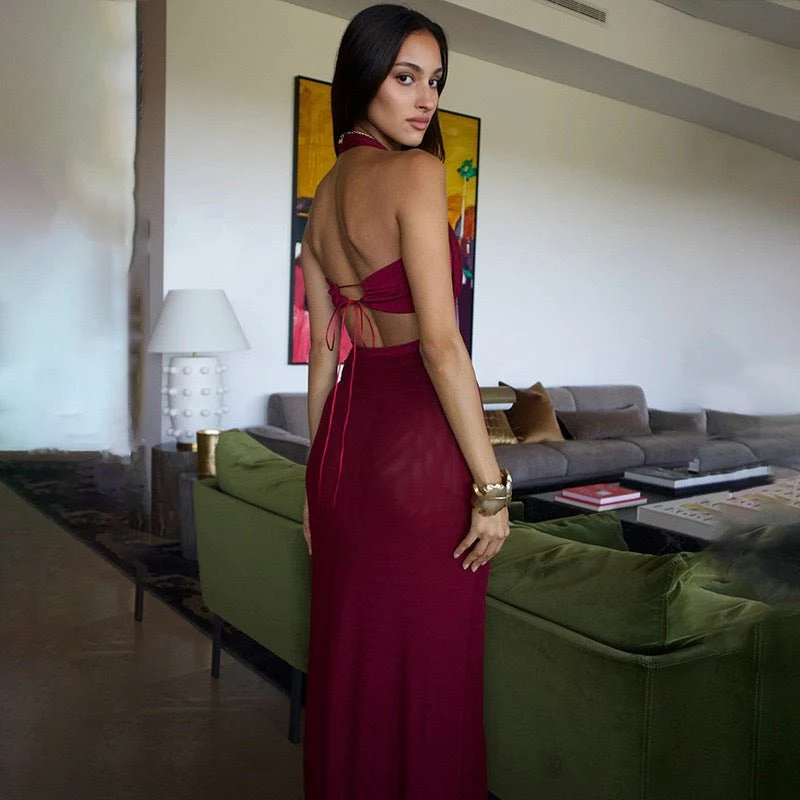 The Sultry Bloom | Floral Halter Backless Bodycon Maxi Dress - Image 12