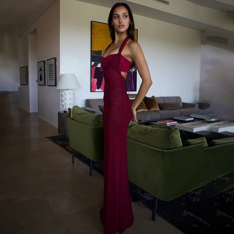 The Sultry Bloom | Floral Halter Backless Bodycon Maxi Dress - Image 13