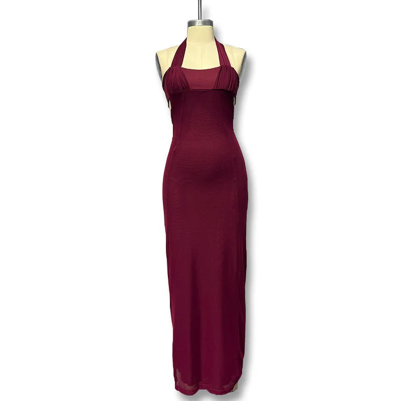 The Sultry Bloom | Floral Halter Backless Bodycon Maxi Dress - Image 25