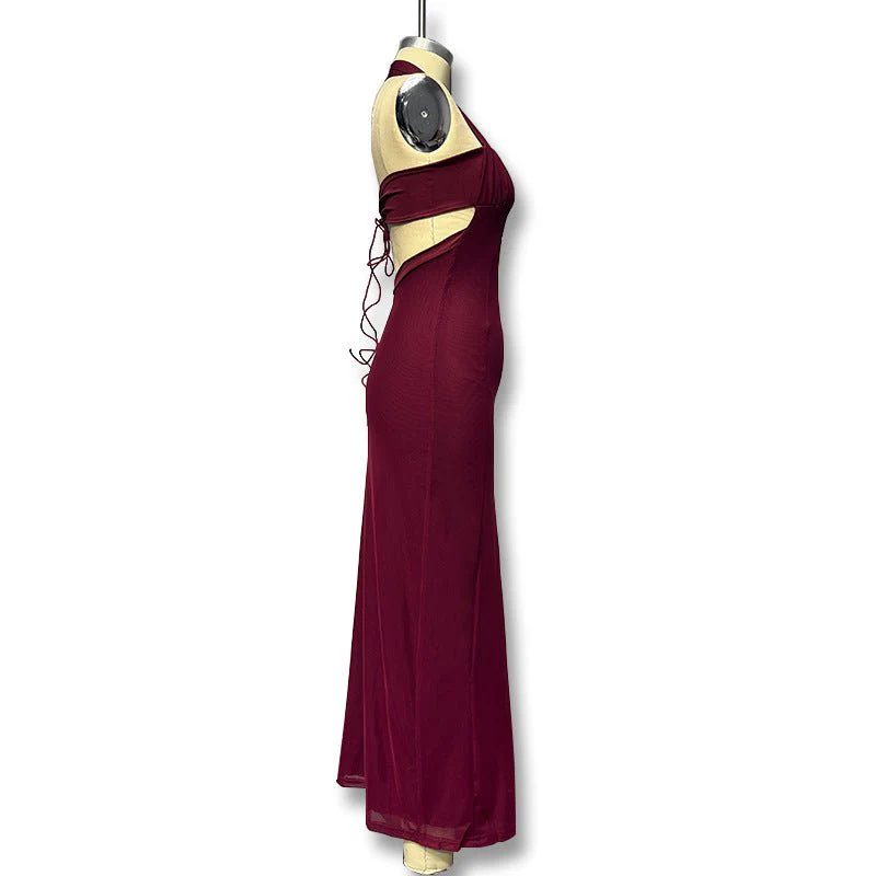 The Sultry Bloom | Floral Halter Backless Bodycon Maxi Dress - Image 26
