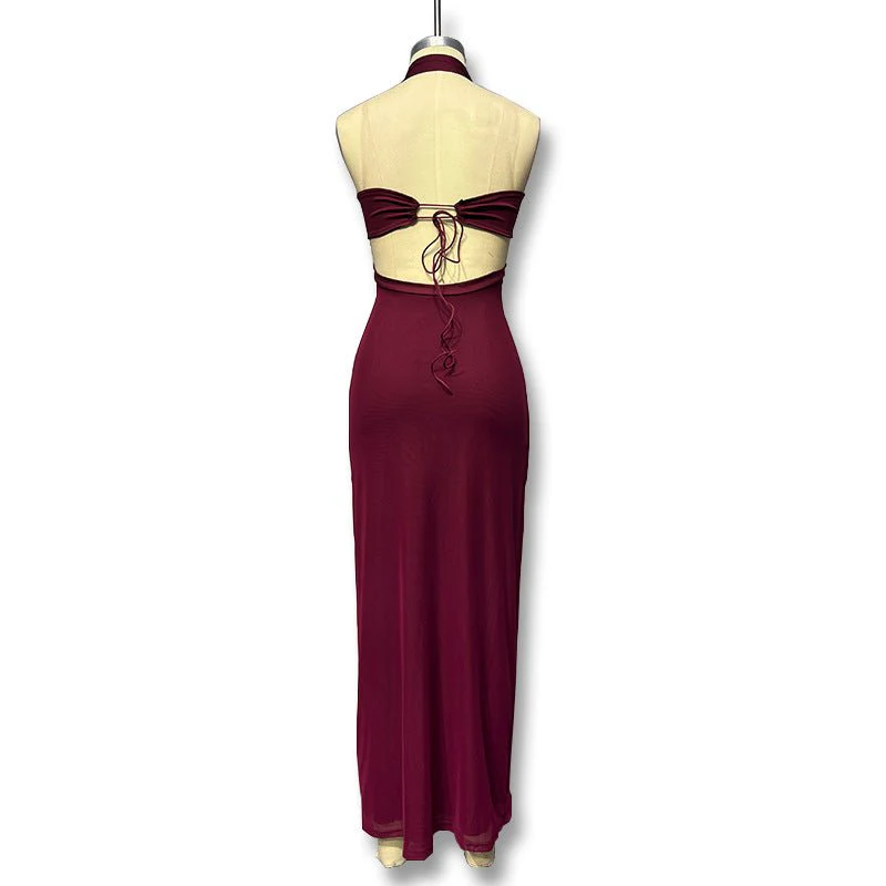The Sultry Bloom | Floral Halter Backless Bodycon Maxi Dress - Image 27