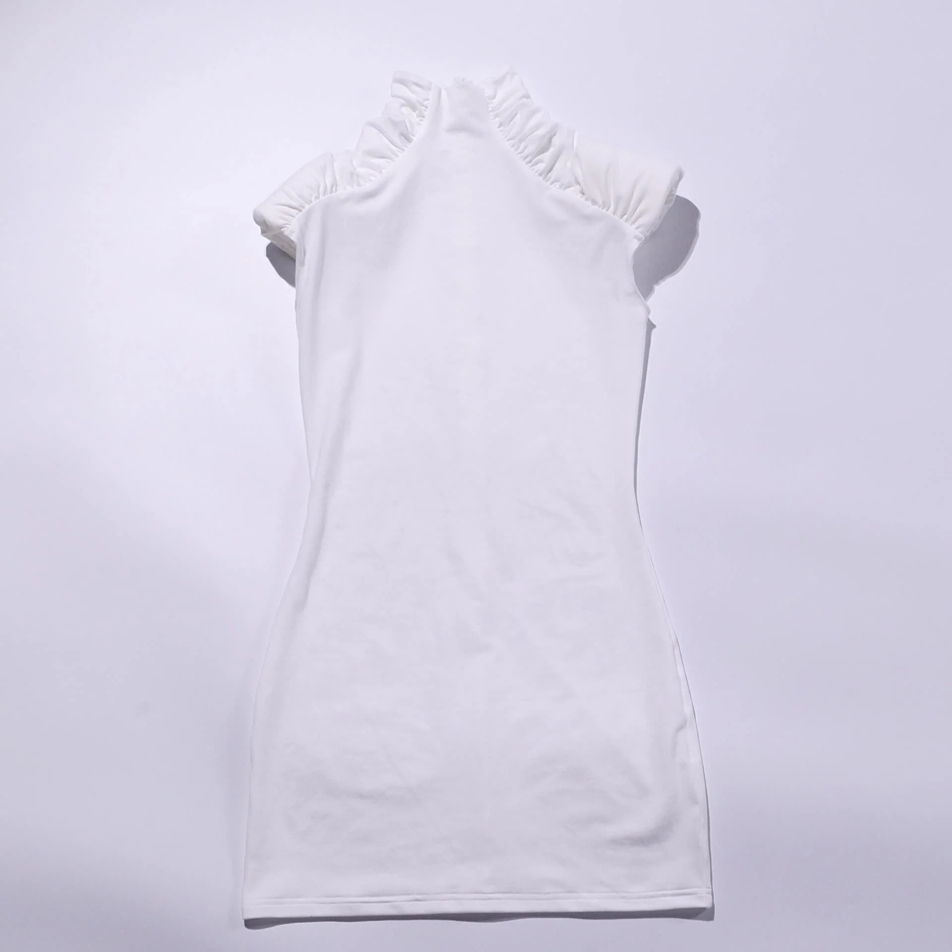 The Sultry Edge | Solid Color High-Neck Bodycon Mini Dress - Image 2