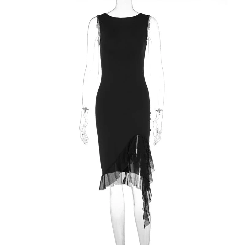 The Sultry Edge | Solid Color Sleeveless Backless Midi Dress FD - Image 3